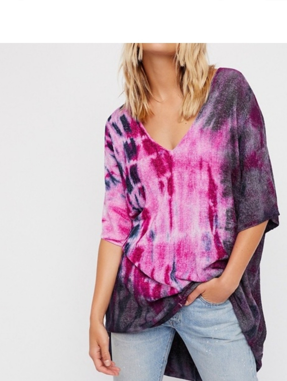 Nwt Free People Crushed Galaxy Tie Dye Tunic Size Small Purple Pink